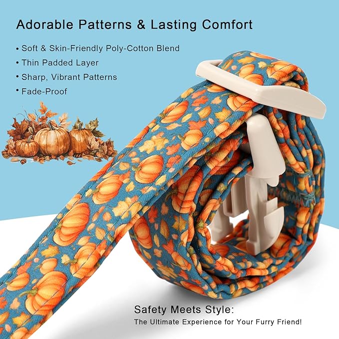 Babole Pet Fall Dog Collar Cute Autumn Pumpkin Puppy Collar - Light Comfortable Adjustable Pet Collars for Small Medium Large Girl Boy Dogs L