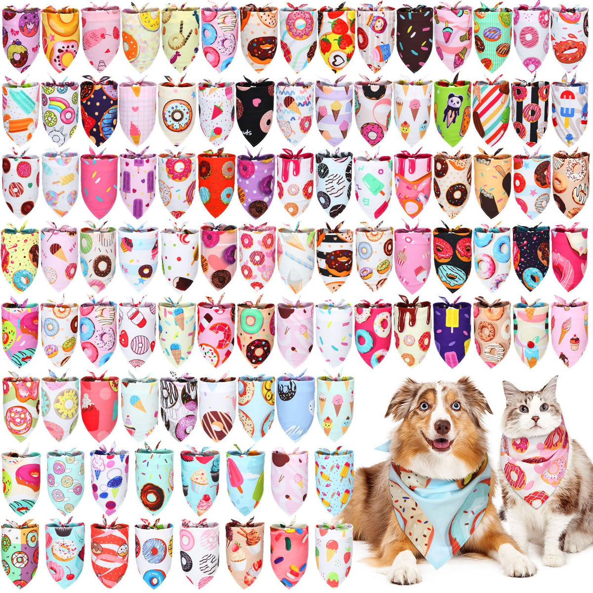 Huhumy 100 Pcs Christmas Dog Bandanas Bulk Christmas Bandanas for Dogs