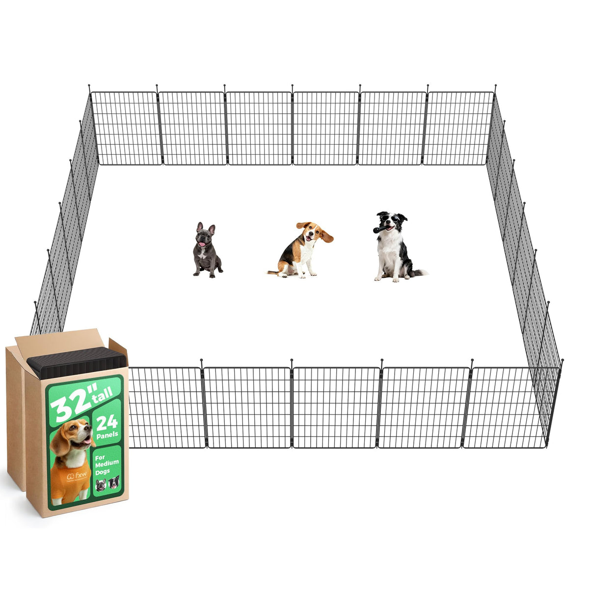 FXW MiniPaws Dog Playpen, Indoor, Yard & RV Camping, 32" H, 24 Panels