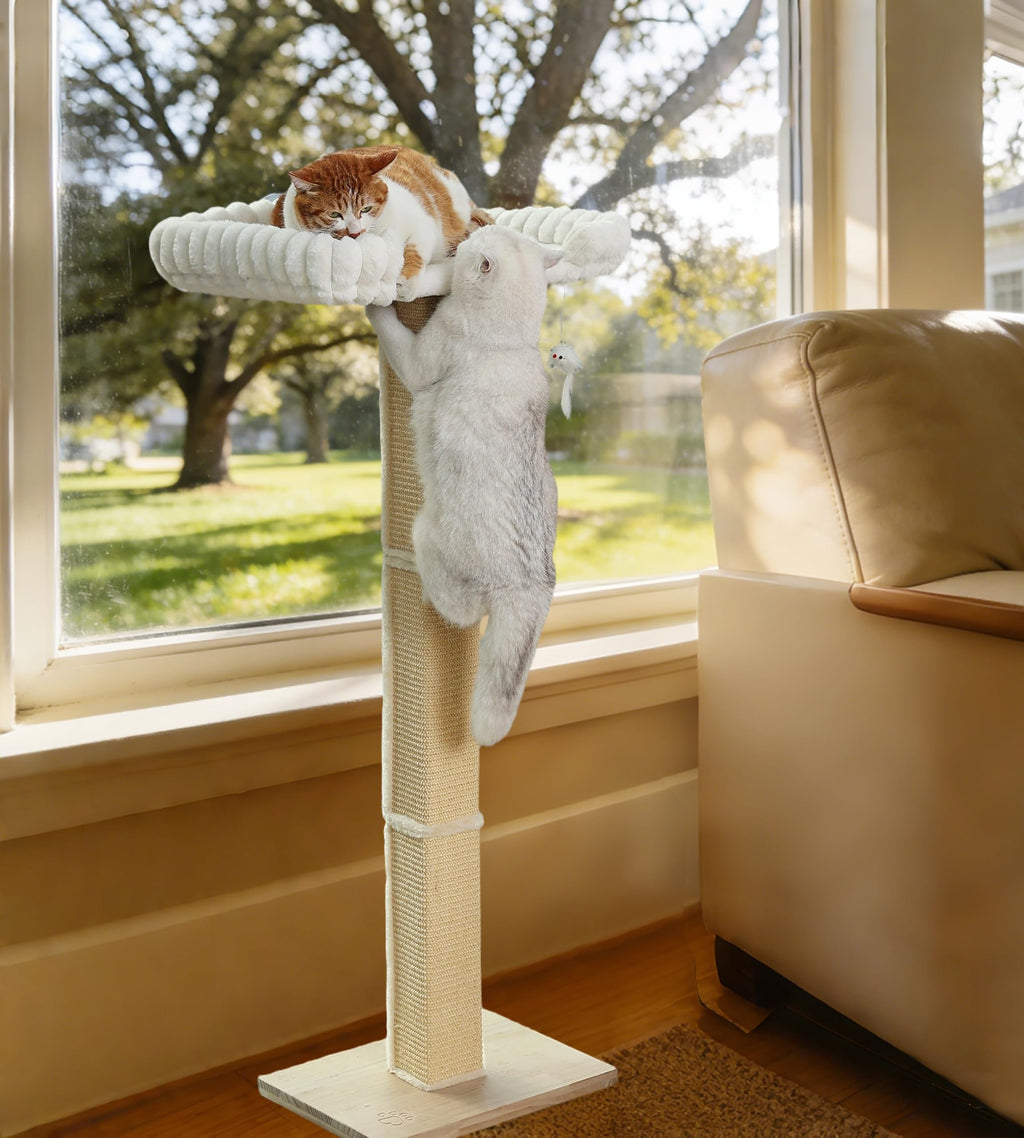 Cat Scratching Post with Large Window Perch, 47-Inch Tall Sisal Cat Tree