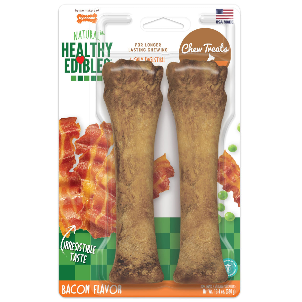 Nylabone Healthy Edibles Natural Dog Chews Long Lasting Bacon Flavor Treats for Dogs, X-Large/Souper (1 Count)