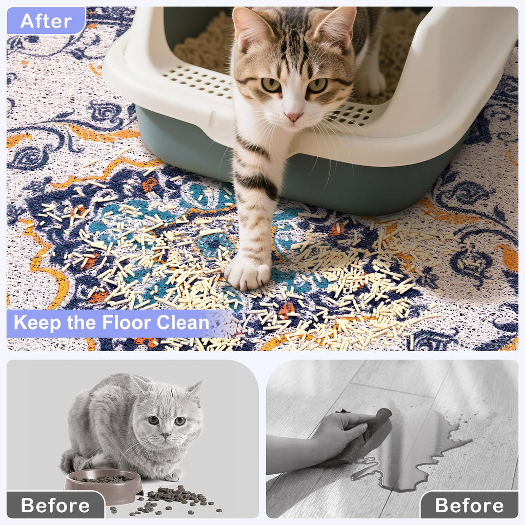 Bienbee Cat Litter Mat, 40" x 30" Dense Trapping Mesh for Litter Boxes