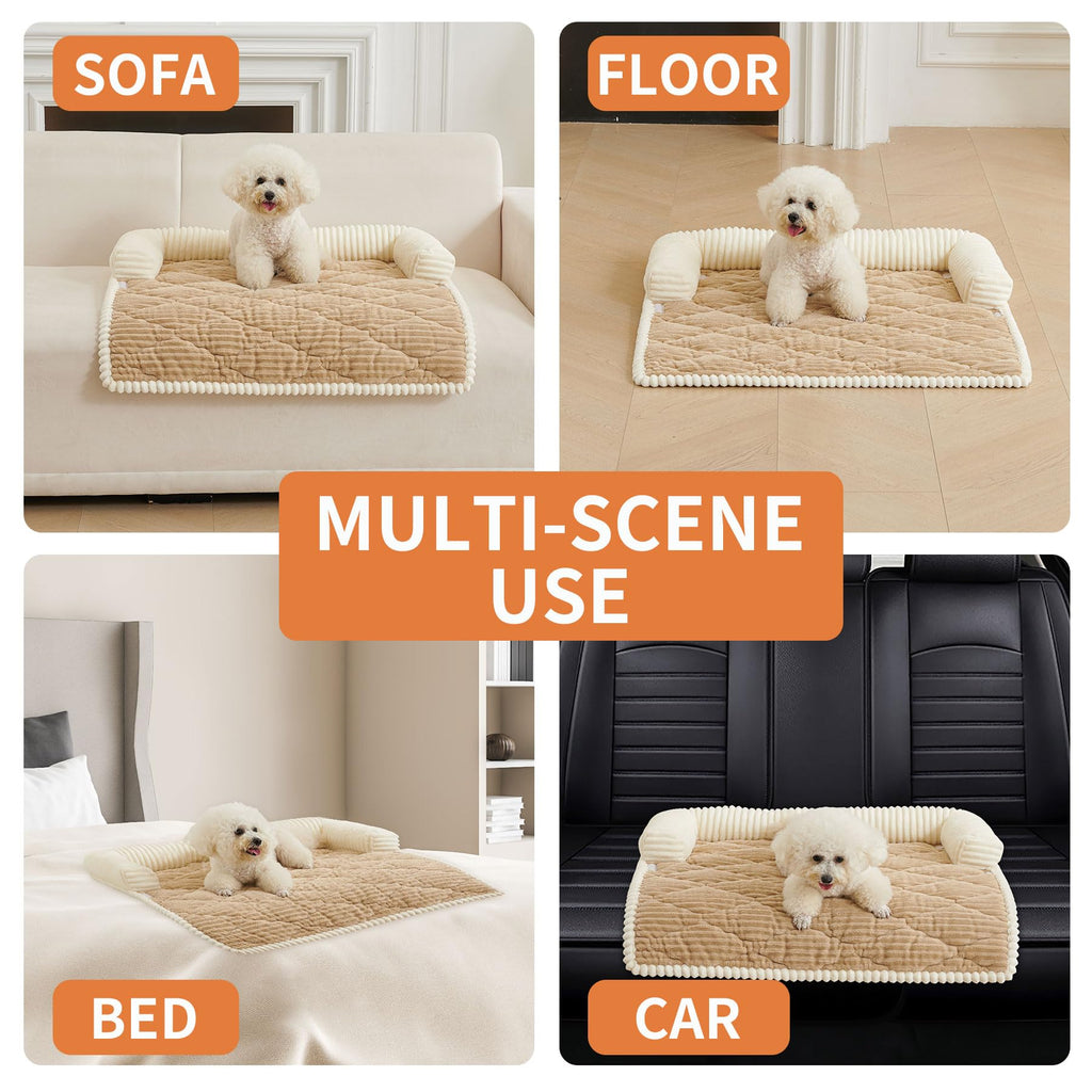 HAOMAIJIA Dog Couch Bed for Large Dogs, Non Slip Pet Couch Covers for Sofa Thick Soft Washable Dog Couch Cover Protector All Seasons Universal Dogs and Cats Bed Mat (Khaki, X-Large)