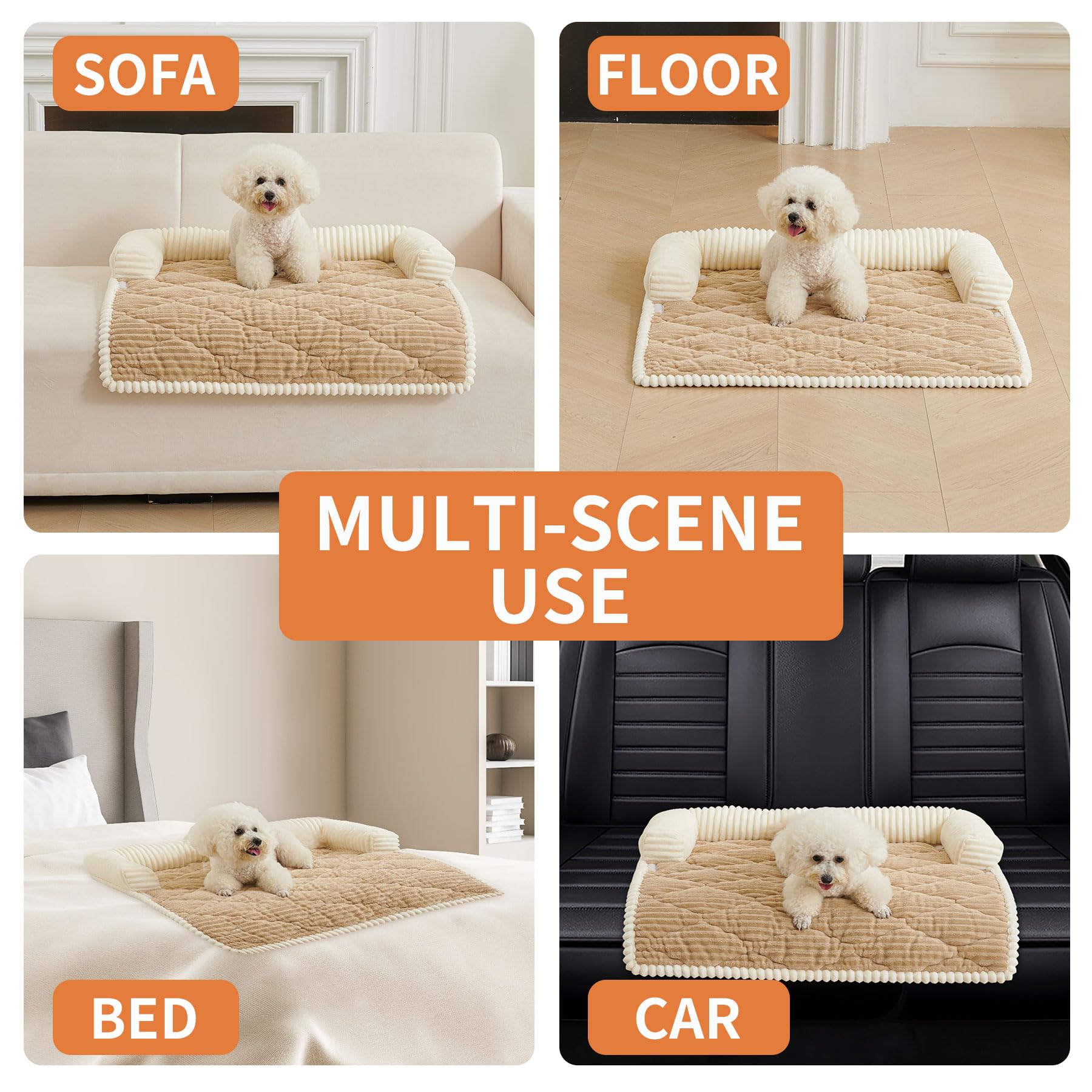 HAOMAIJIA Dog Couch Bed for Large Dogs, Non Slip Pet Couch Covers for Sofa Thick Soft Washable Dog Couch Cover Protector All Seasons Universal Dogs and Cats Bed Mat (Khaki, X-Large)