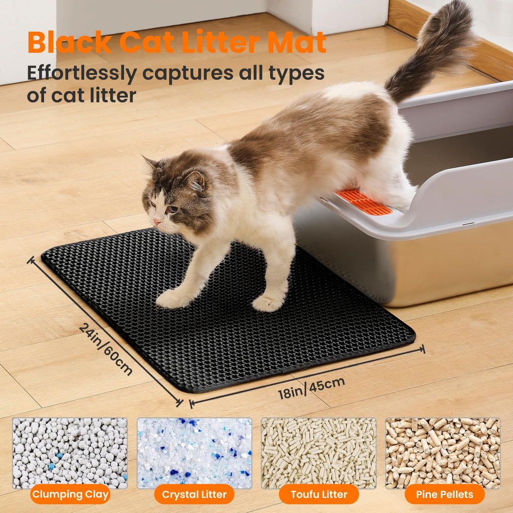 Petinstinct Cat Litter Mat, Double Layer Honeycomb Litter Box Mat