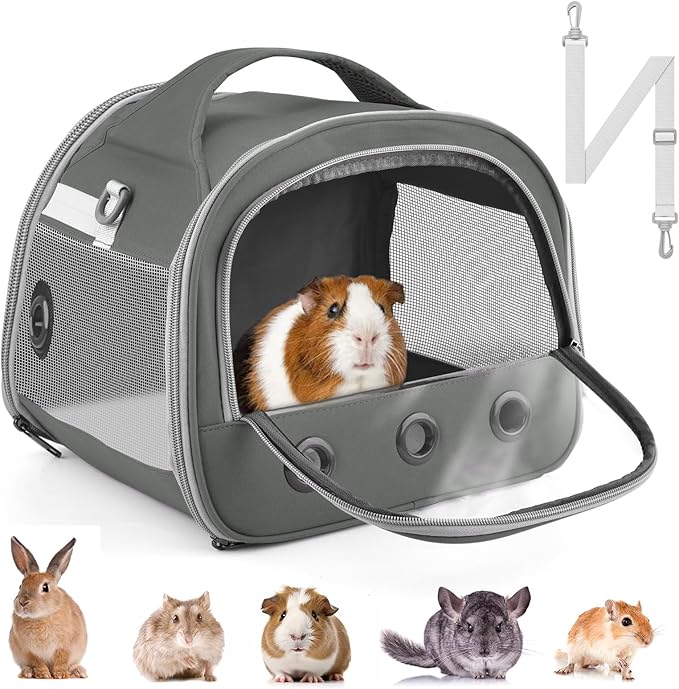 Bissap Guinea Pig Carrier Bag, Portable Small Animal Carrier Pouch for Hamster Chinchilla Bunny Hedgehog Lizard Bearded Dragon Bird Outgoing Reptile Travel Carrying Case - Pink