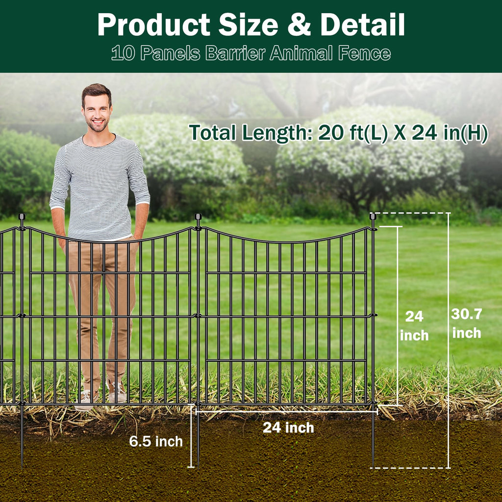No Dig Dog Fence Outdoor for Yard, 24 in(H) X 20 ft(L)