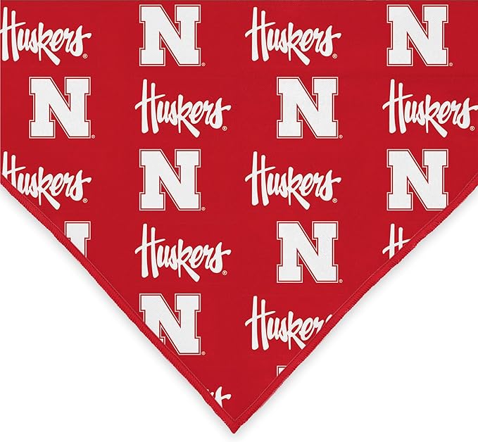 Nebraska Cornhuskers Officially Licensed Bandana for Dogs and Cats | Fits Pets Great Gift Idea | Easy-to-Tie (Large, 28")