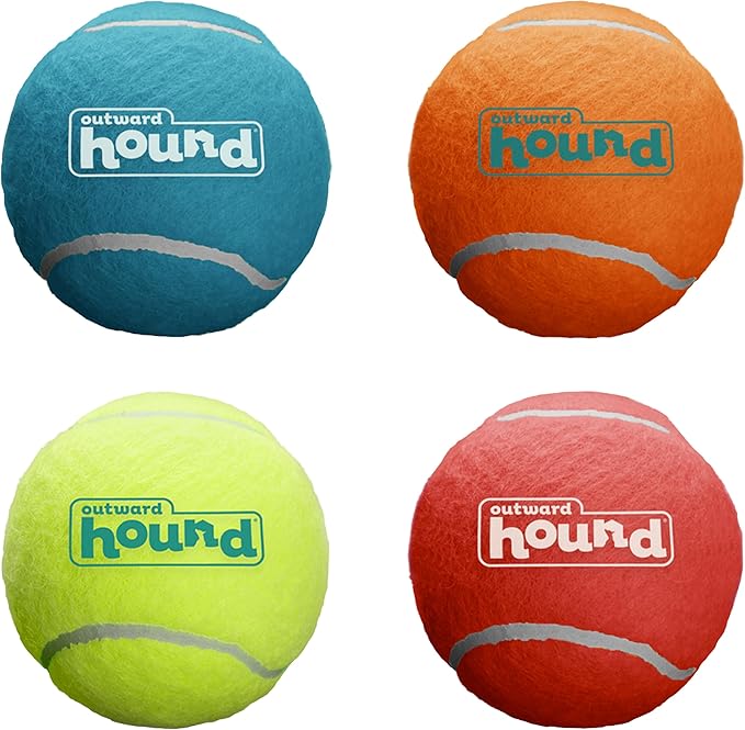 Outward Hound Squeaker Ballz – Squeaky Tennis Balls for Dogs 50 lbs and Over, Interactive Dog Toy for Fetch & Training