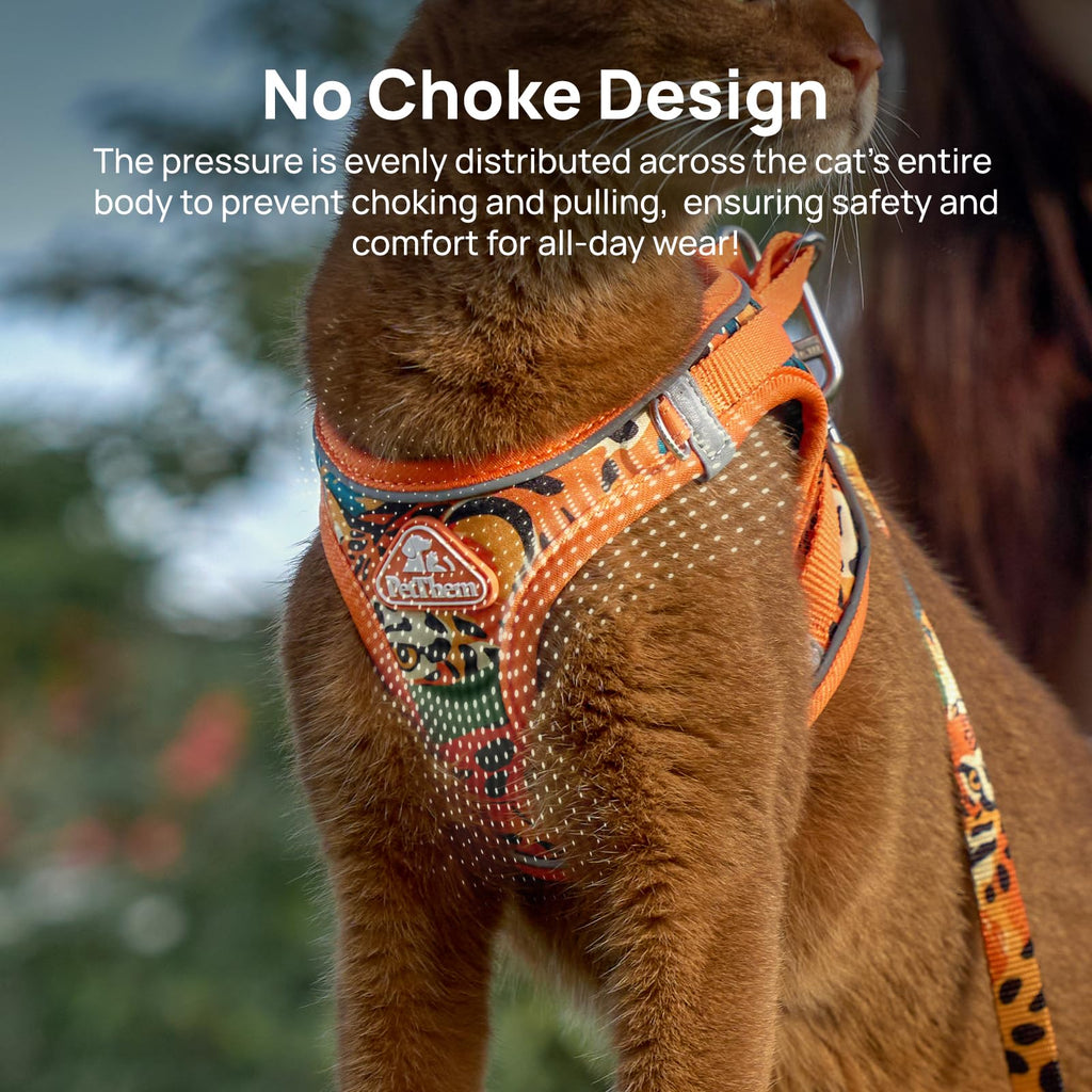 Cat Harness and Leash Set, Step-in Escape Proof Adjustable Vest Harness for Small Medium Large Cats, Lightweight Soft Breathable Reflective Kitten Harness, Easy to Wear for Walking Travel, Camping, XS