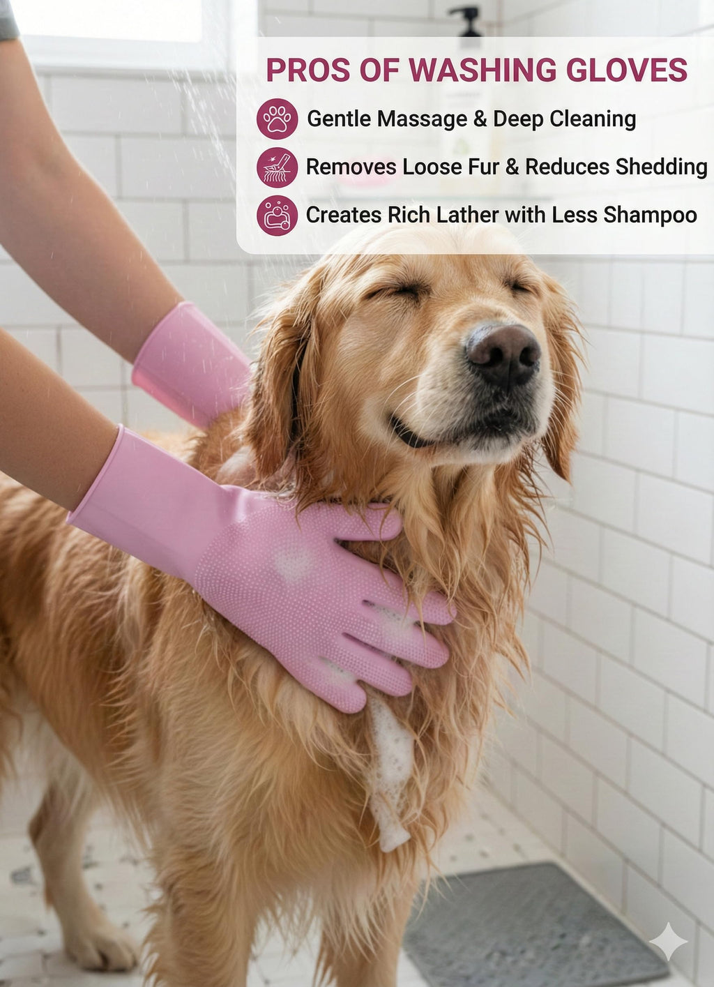 3-in-1 Stress-Free Dog Bathing Kit – Silicone Grooming Gloves, Suction Lick Mat, and Dental Brush – Complete Pet Spa Set for Anxious Dogs (Grey)