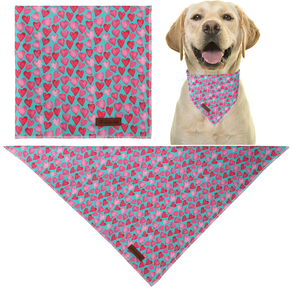 UP URARA PUP Valentine Dog Bandana - Pink Heart Triangle Bib Scarf for Small Medium Pets, Cotton Kerchief for Girl Boy Dogs or Cats, Red Puppy Bandana