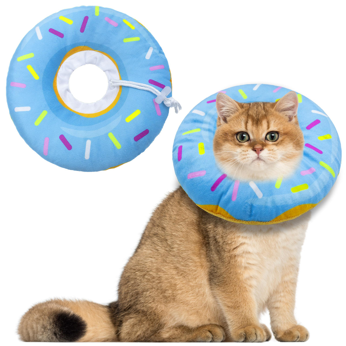 Seyezo Cat Cone Collar Soft, Adjustable Cat Recovery Cone, Orange, Small