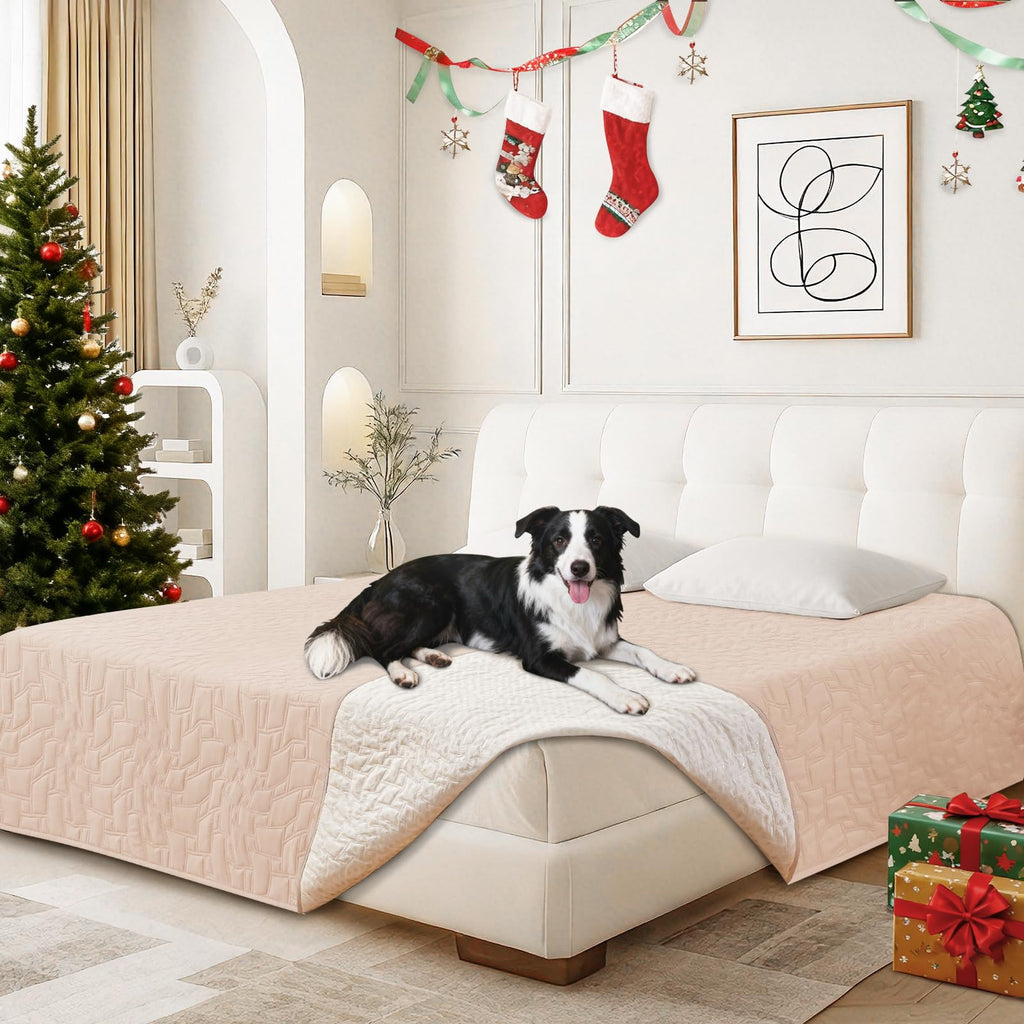 CYCMACO Waterproof Dog Bed Cover, Non-Slip Dog Blanket for Couch, Couch Covers for Dogs Washable, Pet Blanket for Furniture, Pet Bed Mat for Sofa, Car, Pet Supplies (52x82 Inch, Beige)