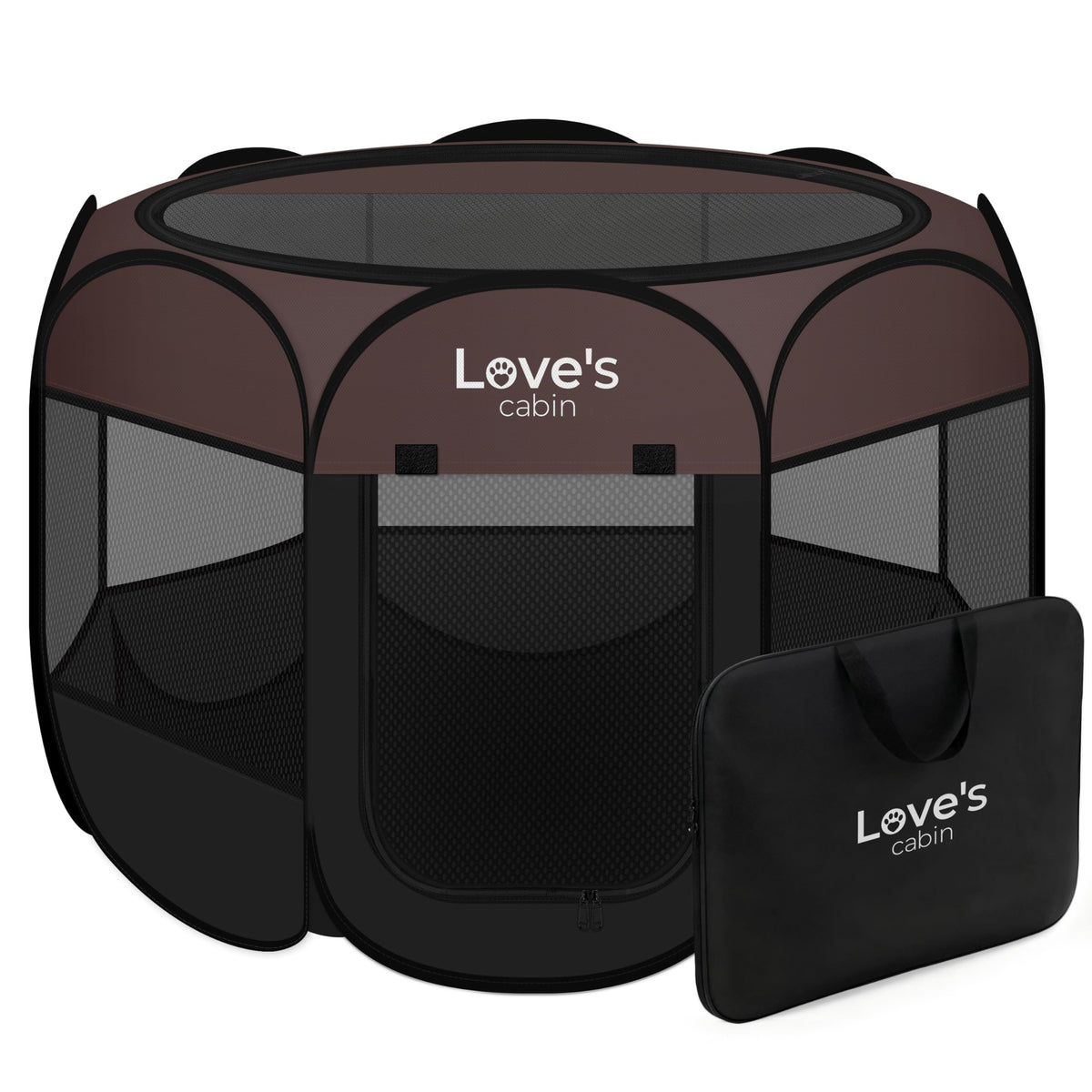 Love's cabin Pet Puppy Dog Playpen, Medium Dog Tent Crates Cage Indoor/Outdoor, Portable Playpen for Cat, Foldable Pop Up Dog Kennel Playpen with Carring Case, Removable Zipper Top, Grey