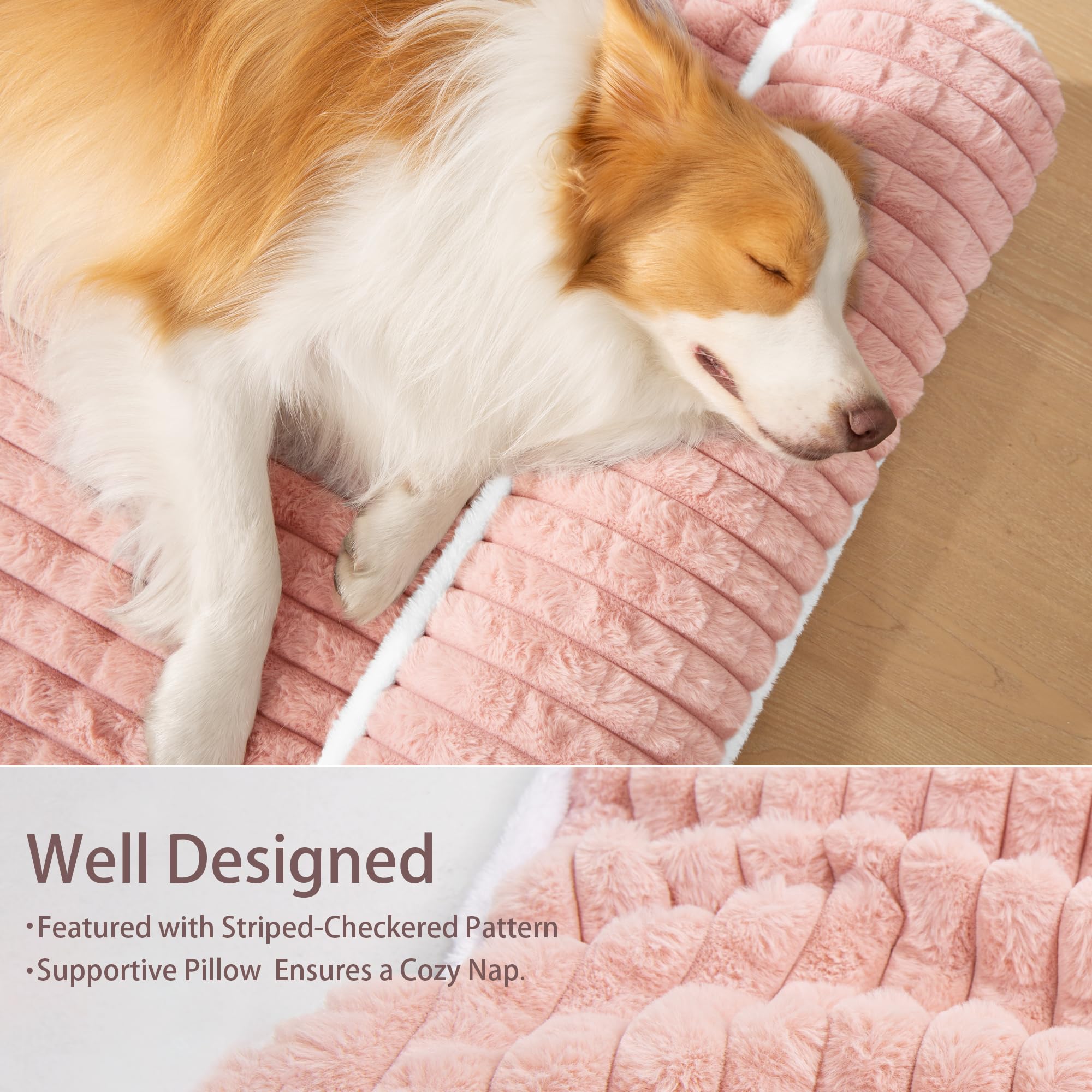 Jolifield Orthopedic Large Dog Bed Pillow Pet Sofa Bed 56''X40'' Pink