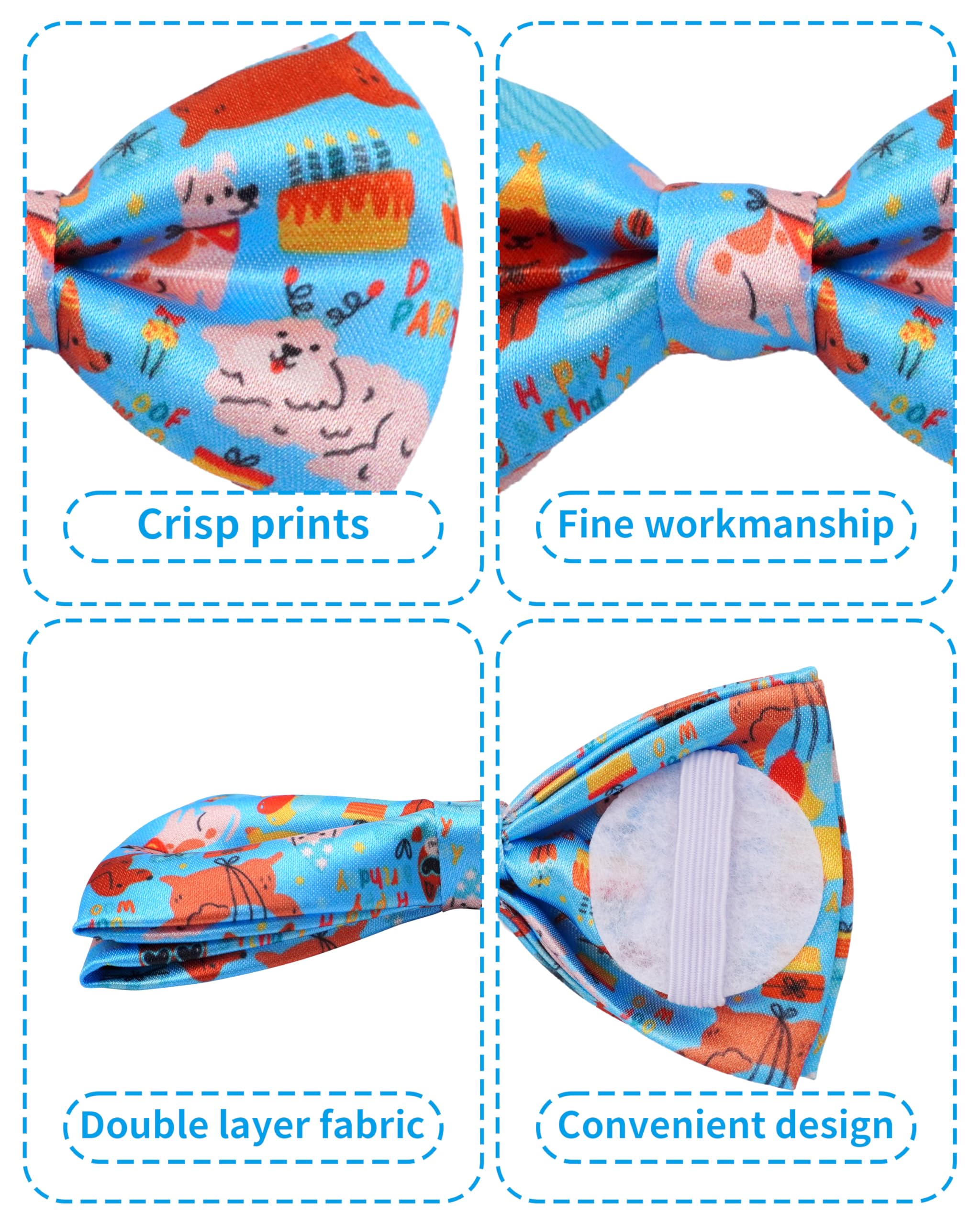 PET SHOW 5 Pack Happy Birthday Dog Bowties for Small Dogs Slide on Collar