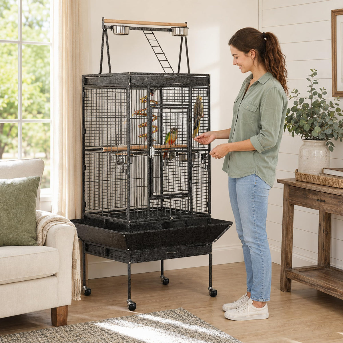 Yaheetech 69" Large Bird Cage, Rolling Parrot Cage for Parakeets Cockatiels