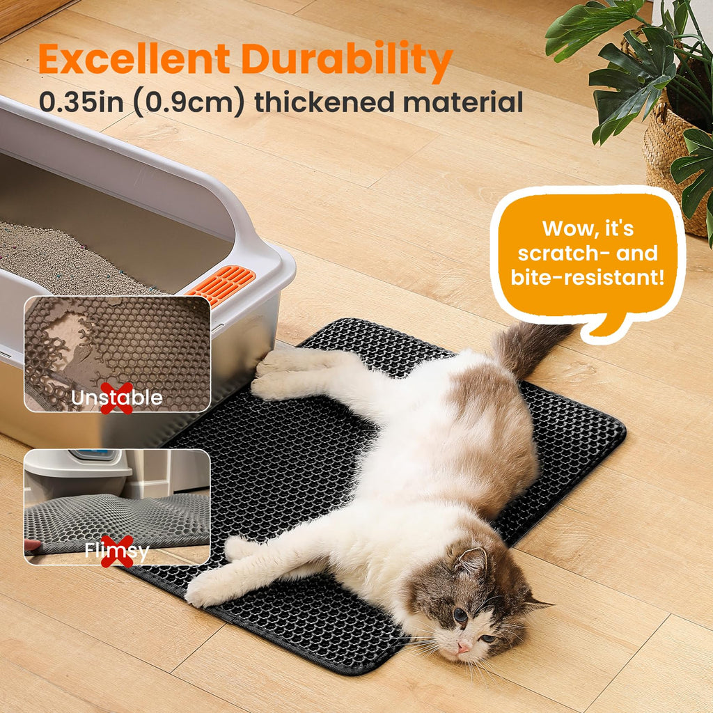 Petinstinct Cat Litter Mat, Double Layer Honeycomb Litter Box Mat