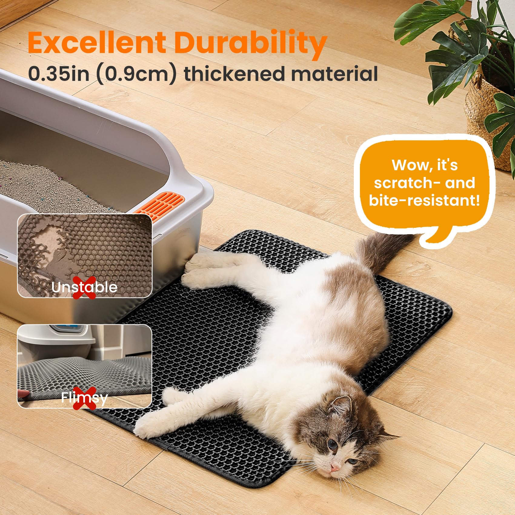 Petinstinct Cat Litter Mat, Double Layer Honeycomb Litter Box Mat