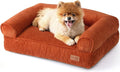 FUKUMARU Dog Couch Bed, Corduroy Cozy Cat Bed, Waterproof, Washable Cover