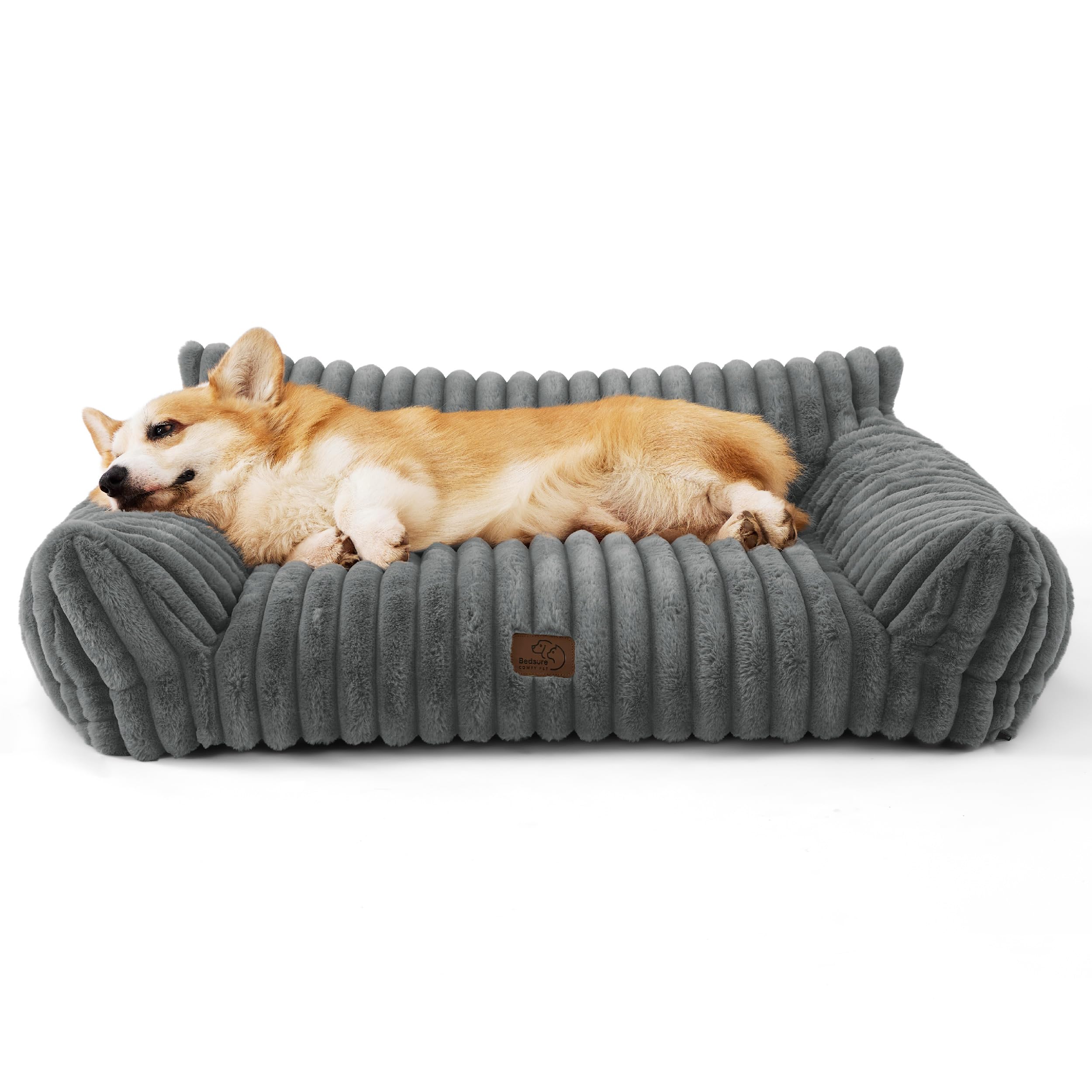 Bedsure ComfyFleece™ Shown on TV Dog Couch for Medium Dogs,36in Warm Grey