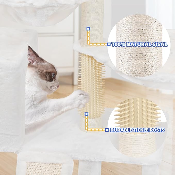 ROYPET 3-Tier Grey Cat Tree Tower with Hammocks (Beige, 39.4'')
