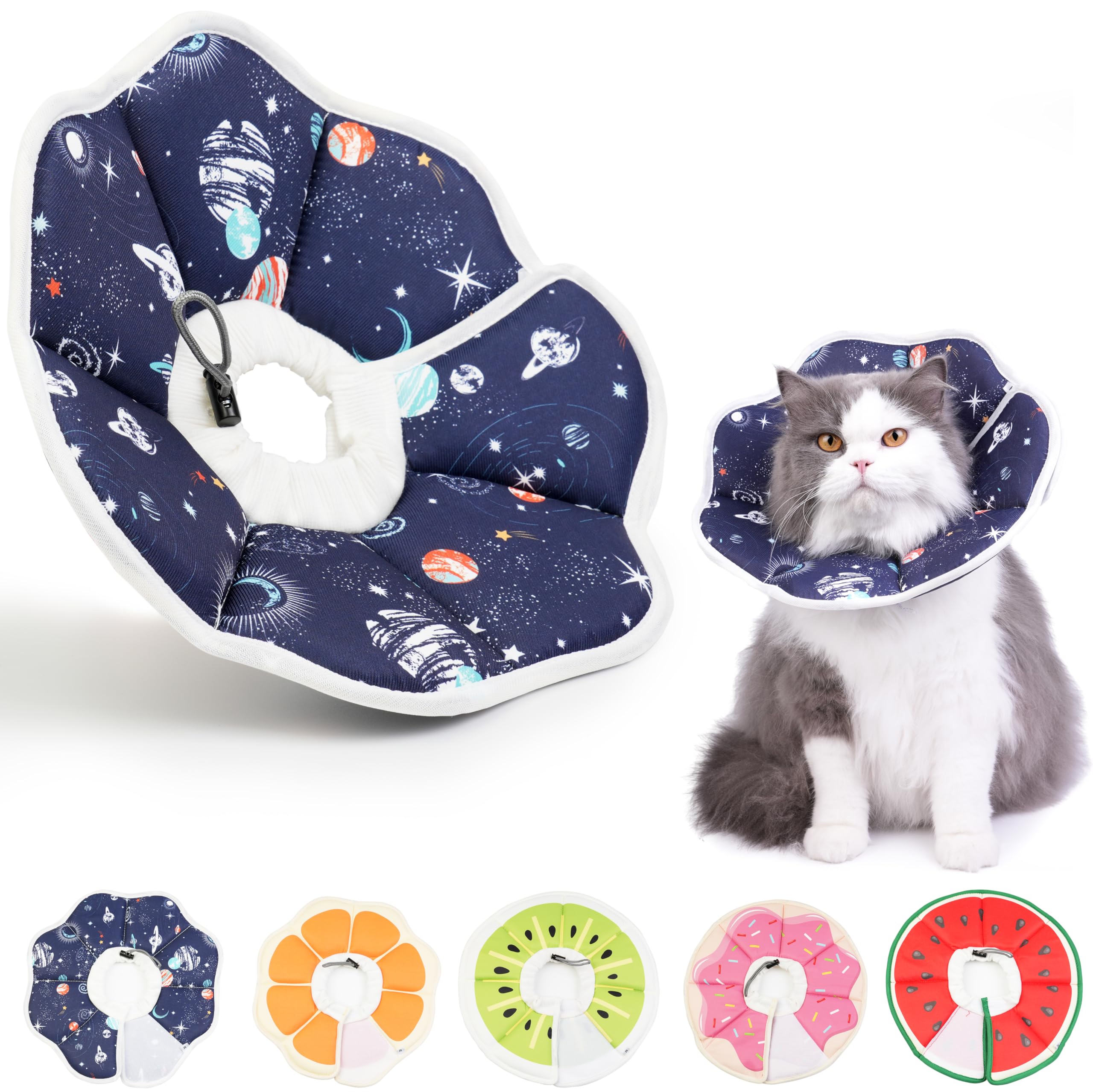 Cat Cone Collar Soft, Waterproof Cat Recovery Collar After Surgery, Adjustable Pet Donut Collar, Safety Elizabethan Collar to Prevent Licking Wounds for Kittens, Pet Cone Alternative