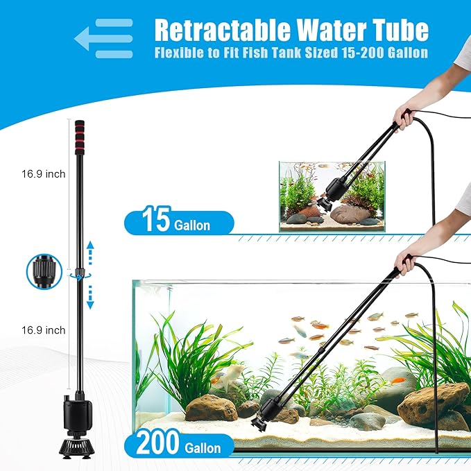 AQQA Aquarium Gravel Cleaner, 6-in-1 Fish Tanks Gravel Vacuum Cleaner Set