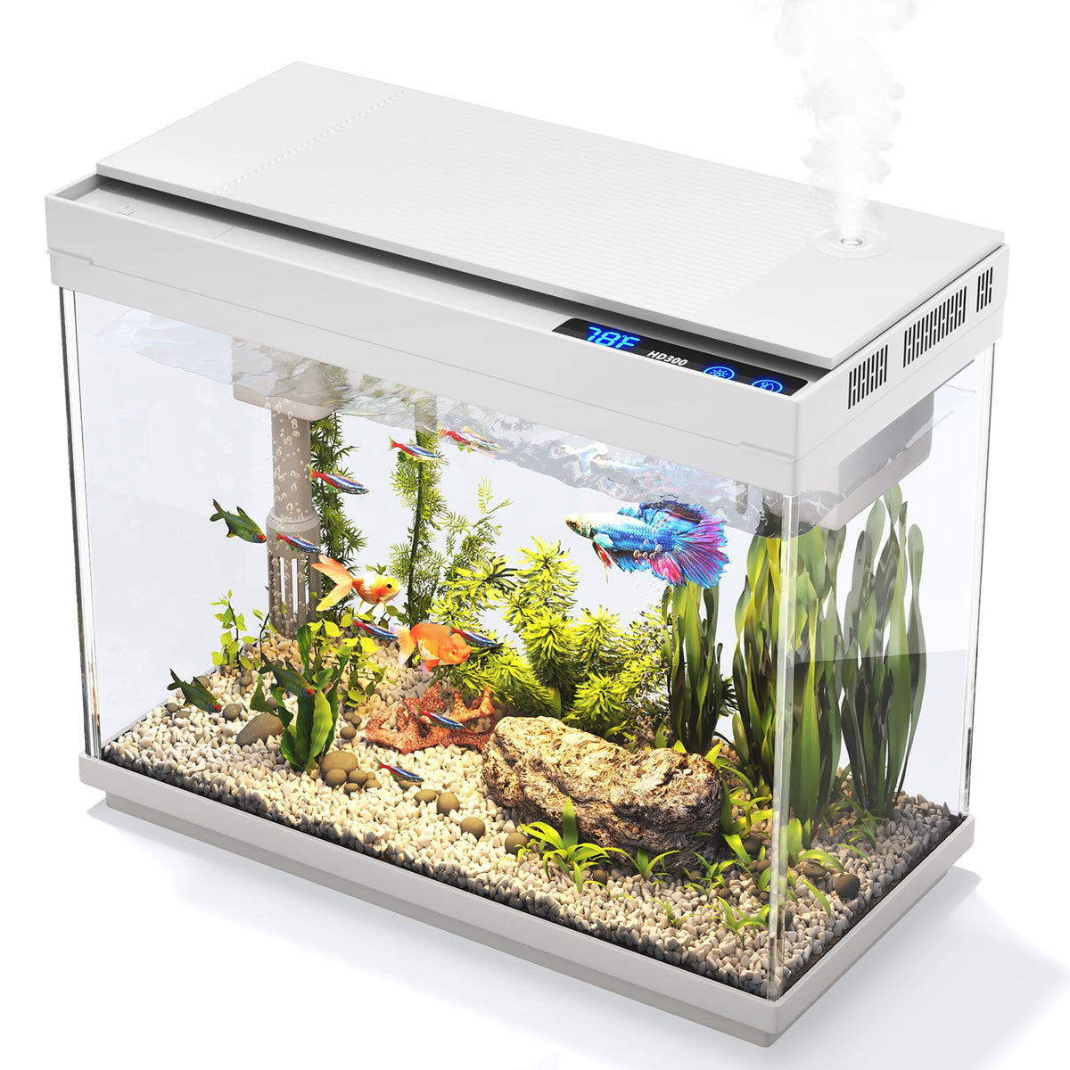 Vehipa Betta Fish Tank 2.4 Gallon HD Glass Aquarium Starter Kits