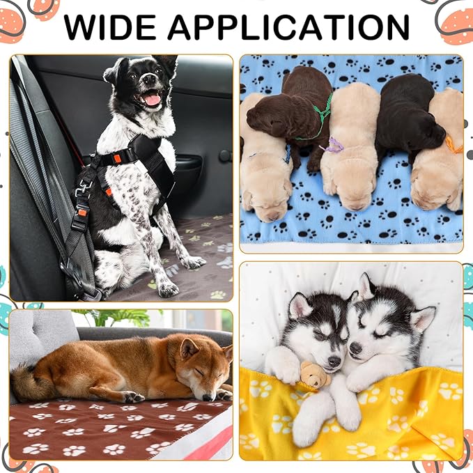 Tegeme 12 Pcs Fleece Blanket for Pet Dog Puppy,Cute Style,18 x 24 Inches