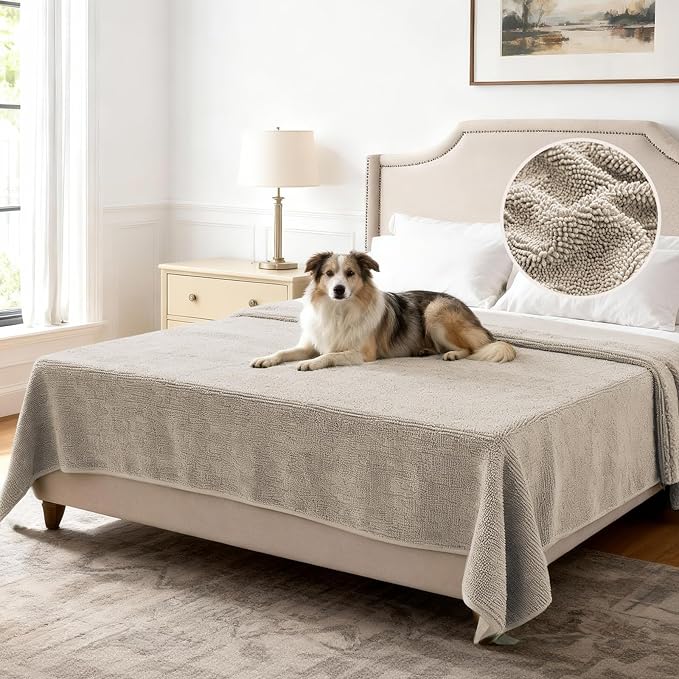 H.VERSAILTEX Non Slip Pet Couch Cover Chenille Dog Bed Protector Thick Soft Sofa Slipcover Pet Friendly Washable Couch Cushion Covers for Pets (30" x 70", Gray)