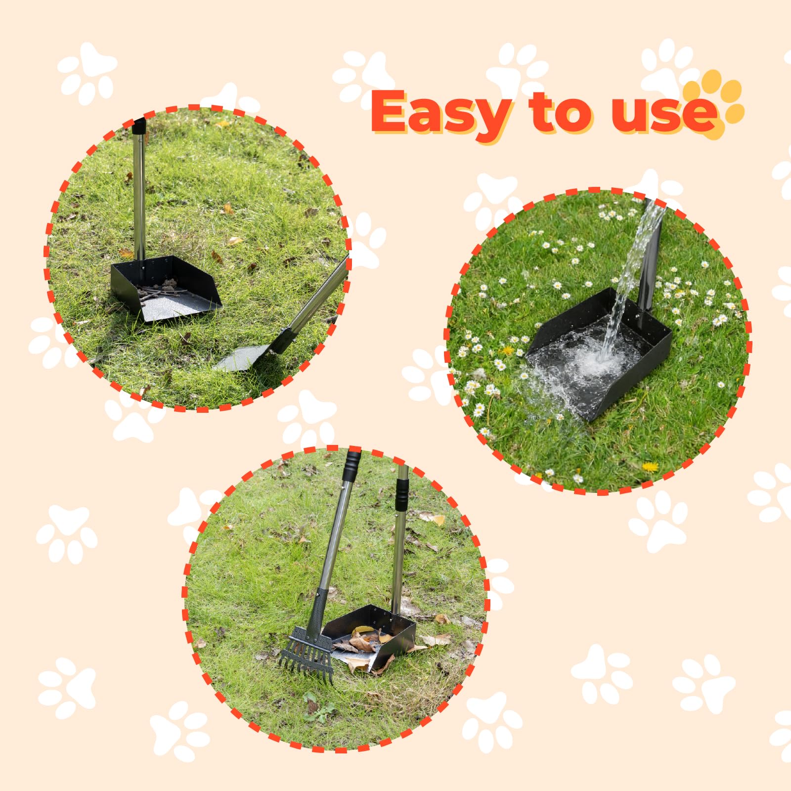 AXINCANAAN 20L Dog Poop Trash Can Outside with Pooper Scooper, Inner Bucket, Stainless Steel Dustpan, Rake & Shovel, Waste Bags for Dog Poop Disposal