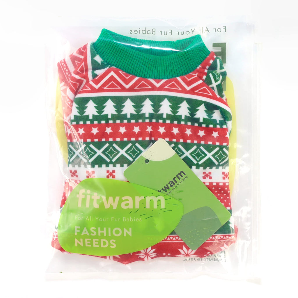 Fitwarm Dog Christmas Outfit, Dog Pajamas, Dog Winter Clothes for Small Dogs Boy Girl, Pet Ugly Sweater, Cat Costume, Red Green, Large