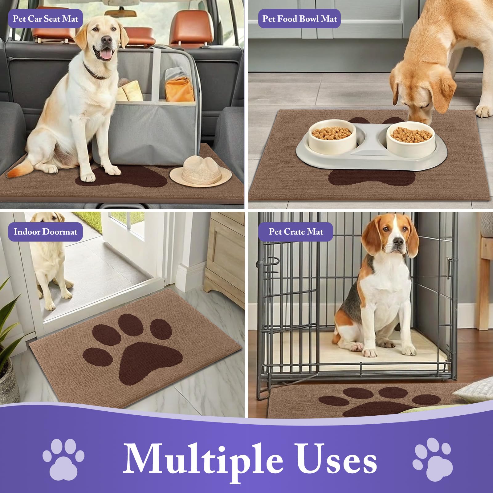 Buganda Dog Door Mat for Muddy Paws 30x20, Absorbent Doormat for Inside