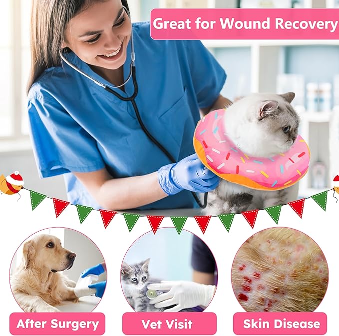 Hpetppy Cat Cone Collar Soft, Cat Recovery Collar for Wound Healing Cute Donut Adjustable Kittens Cones to Stop Licking Comfortable Lightweight Neck Elizabethan Collars for Cats Kittens After Surgery