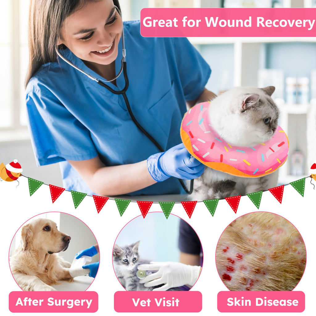 Hpetppy Cat Cone Collar Soft, Cat Recovery Collar for Wound Healing Cute Donut Adjustable Kittens Cones to Stop Licking Comfortable Lightweight Neck Elizabethan Collars for Cats Kittens After Surgery