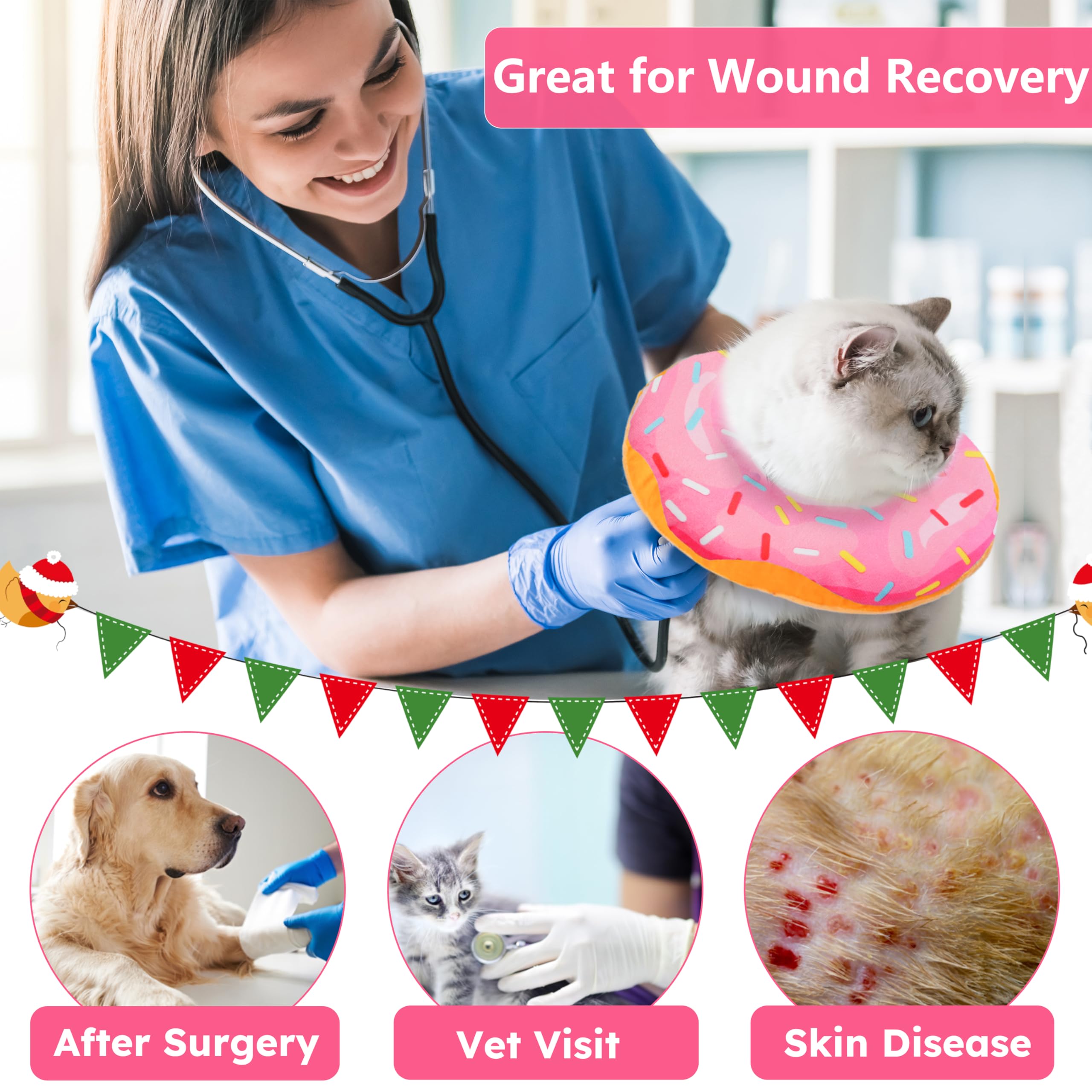 Hpetppy Cat Cone Collar Soft, Cat Recovery Collar for Wound Healing Cute Donut Adjustable Kittens Cones to Stop Licking Comfortable Lightweight Neck Elizabethan Collars for Cats Kittens After Surgery