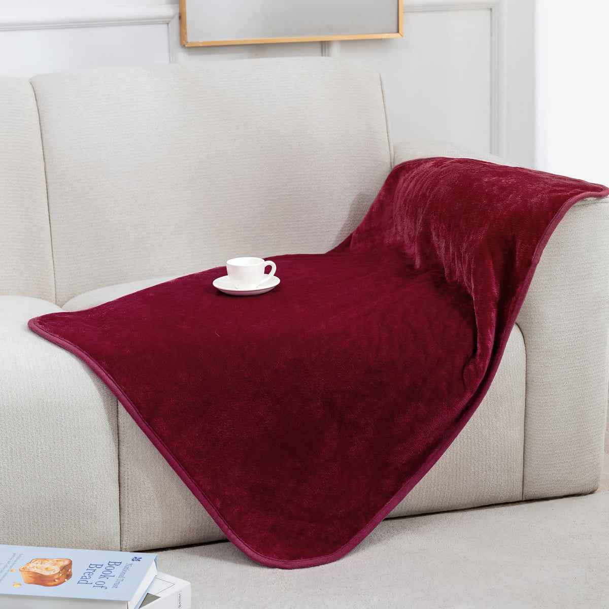 gogobunny Waterproof Bed Blanket, Reversible Sherpa Fleece Throw Blanket for Dog Puppy Cat, Furniture Cover Protects Bed Couch Sofa from Liquid Pee and Pet Fur (Cream, 90x108 inches)