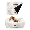 Warmrest Cute Dog Bed for Small Dogs & Cats,Washable Fluffy Cat Beds for Indoor Cats, Rectangle Orthopedic Memory Foam Puppy Beds with Anti-Slip Bottom, 20 x19 x 6 Inches, Cream (20x19x6 inches)