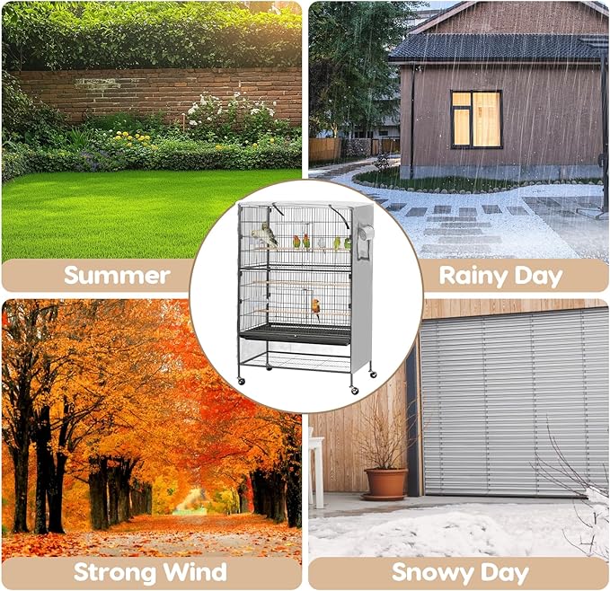 Bird Cage Cover, Large Birds Cage Covers for Night, Birds Cover for Cage with Adjustable Front Curtain, Blackout & Breathable Birdcage Covers for Parrot, Small Animals(Not Include Bird Cage)
