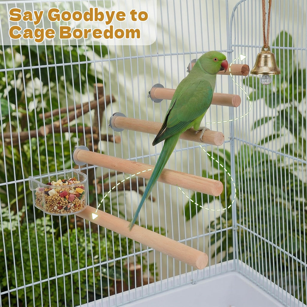 Angoily Dowel Wood Bird Perch Stand Set, Parakeet Perches Parrot Stand Rods