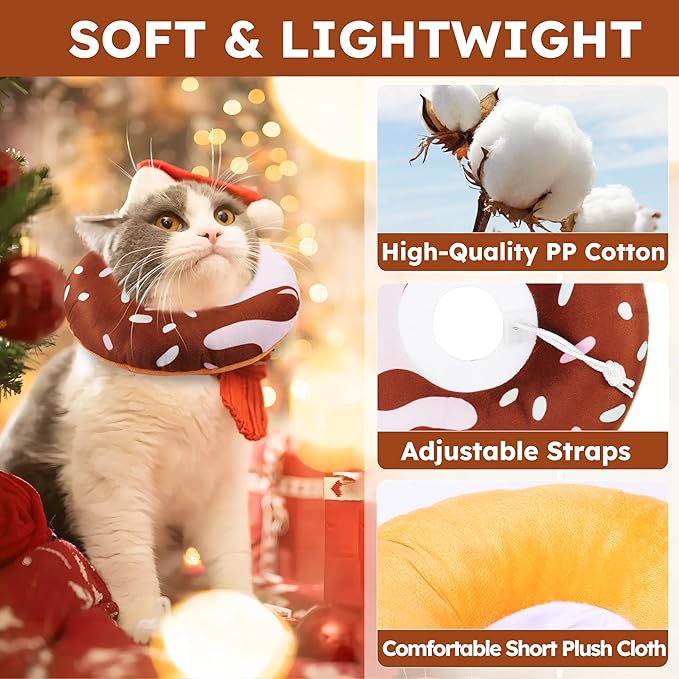 Hpetppy Cat Cone Collar Soft, Cat Recovery Collar for Wound Healing Cute Donut Adjustable Kitten Cones to Stop Licking Comfortable Lightweight Neck Elizabethan Collars for Cats Kittens After Surgery