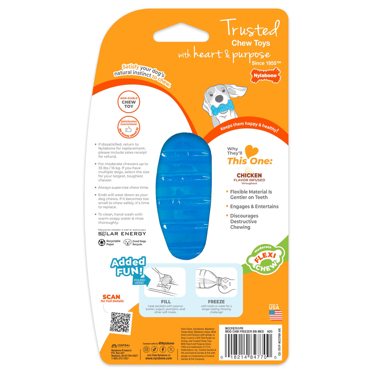 Nylabone Flexi Chew Treatin' Gumabone Dog Chew Toy, Chicken Flavor, Medium