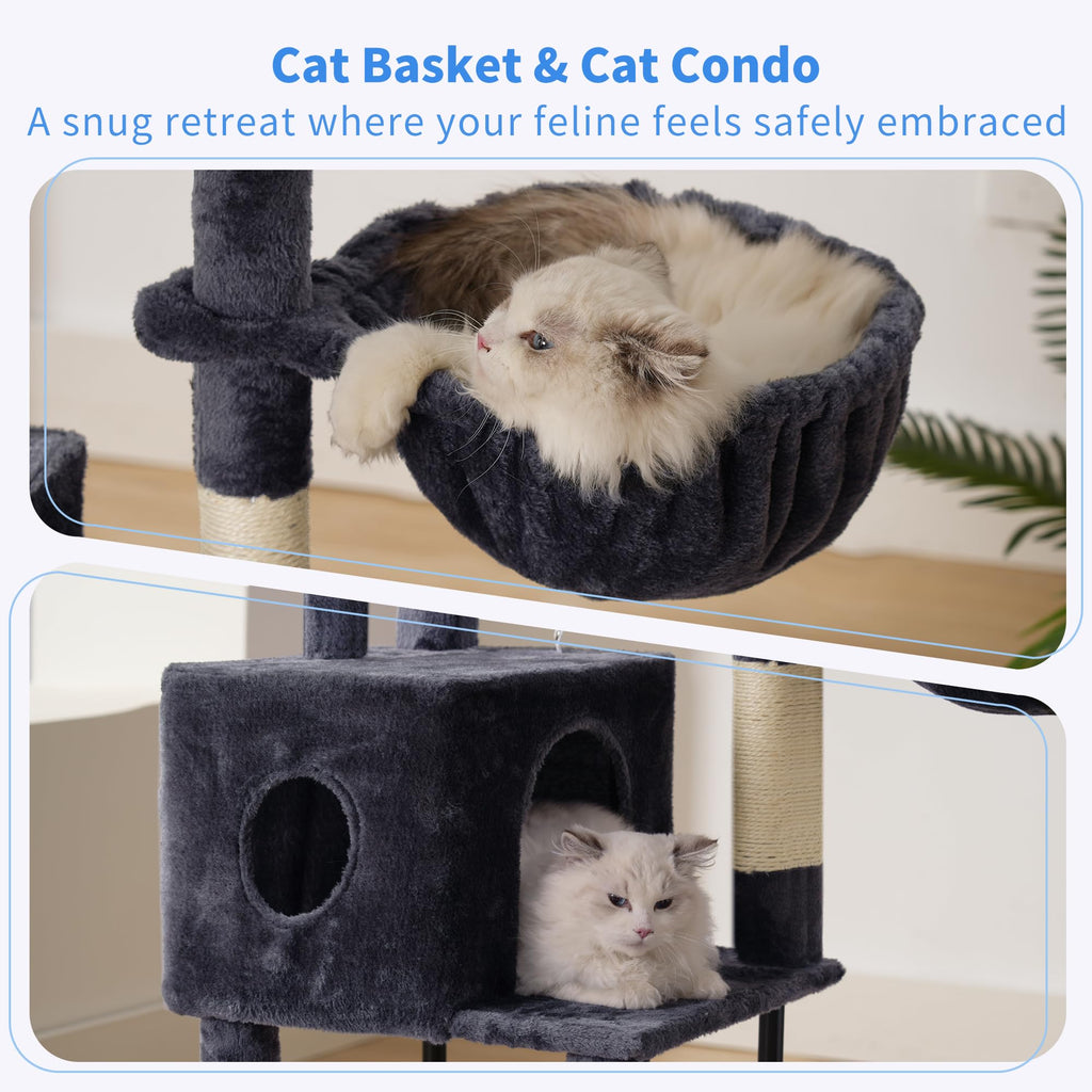 Heybly Cat Tree with Toy, 49.2 inch Cat Tower for Indoor Cats HCT200SG