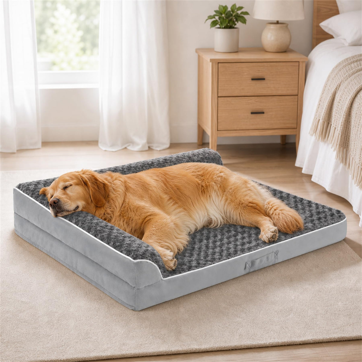 Aeroluxe XXL Orthopedic Dog Bed, Extra Large Dogs, 48"x35"x7.5", Beige