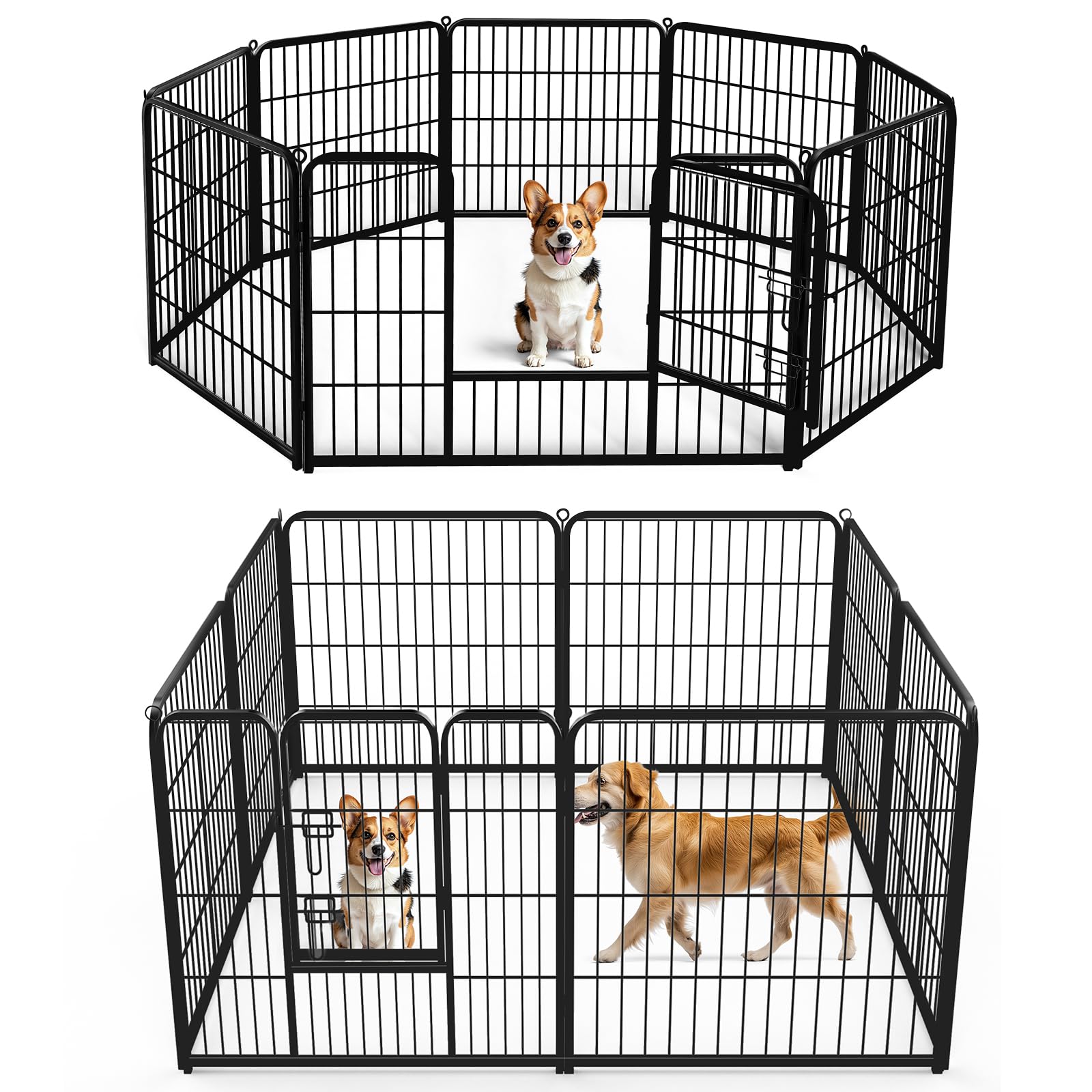 DUMOS Dog Playpen 32 Inch 8 Panels Indoor Outdoor Metal Pet Fence