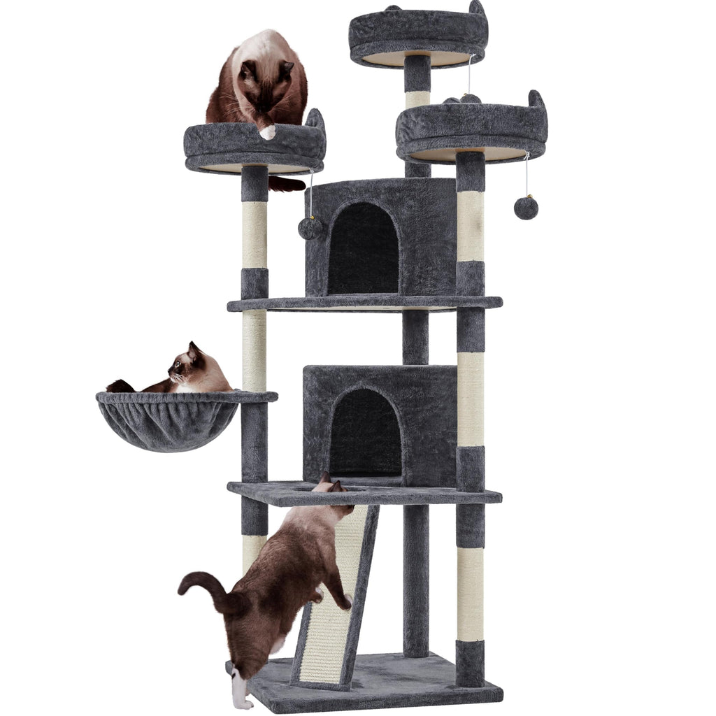 Yaheetech 69in Cat Tree Tower, 2 Condos, Scratching Posts & Cat-Ear Perches