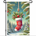 BlissYard Christmas Garden Flag 12x18 Inch Candy Stocking Yard Decor