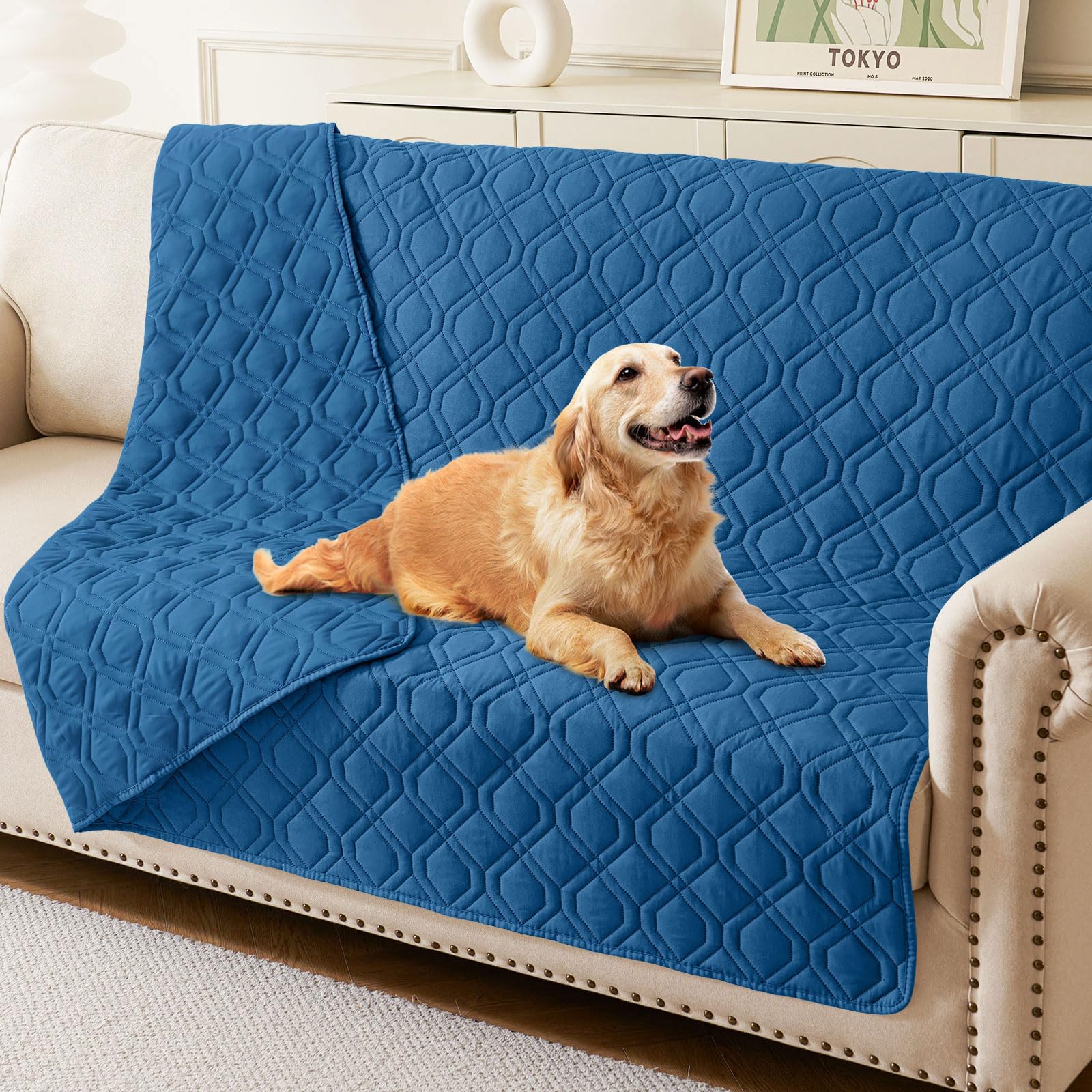 hyha Waterproof Reversible Dog Blanket, Soft Couch Cover for Dogs Washable — 30x53 Inch — 52x82 Inch